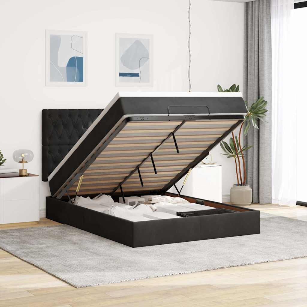 osmannisk sengeramme med madrasser 140x190 cm fløjl sort