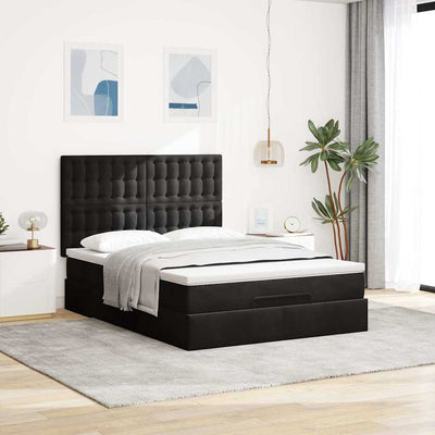 osmannisk sengeramme med madrasser 140x190 cm fløjl sort