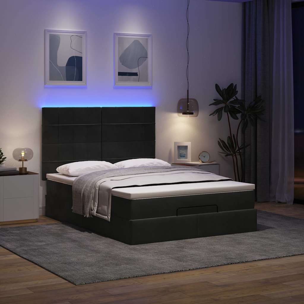 osmannisk sengeramme med madrasser 140x190 cm fløjl sort