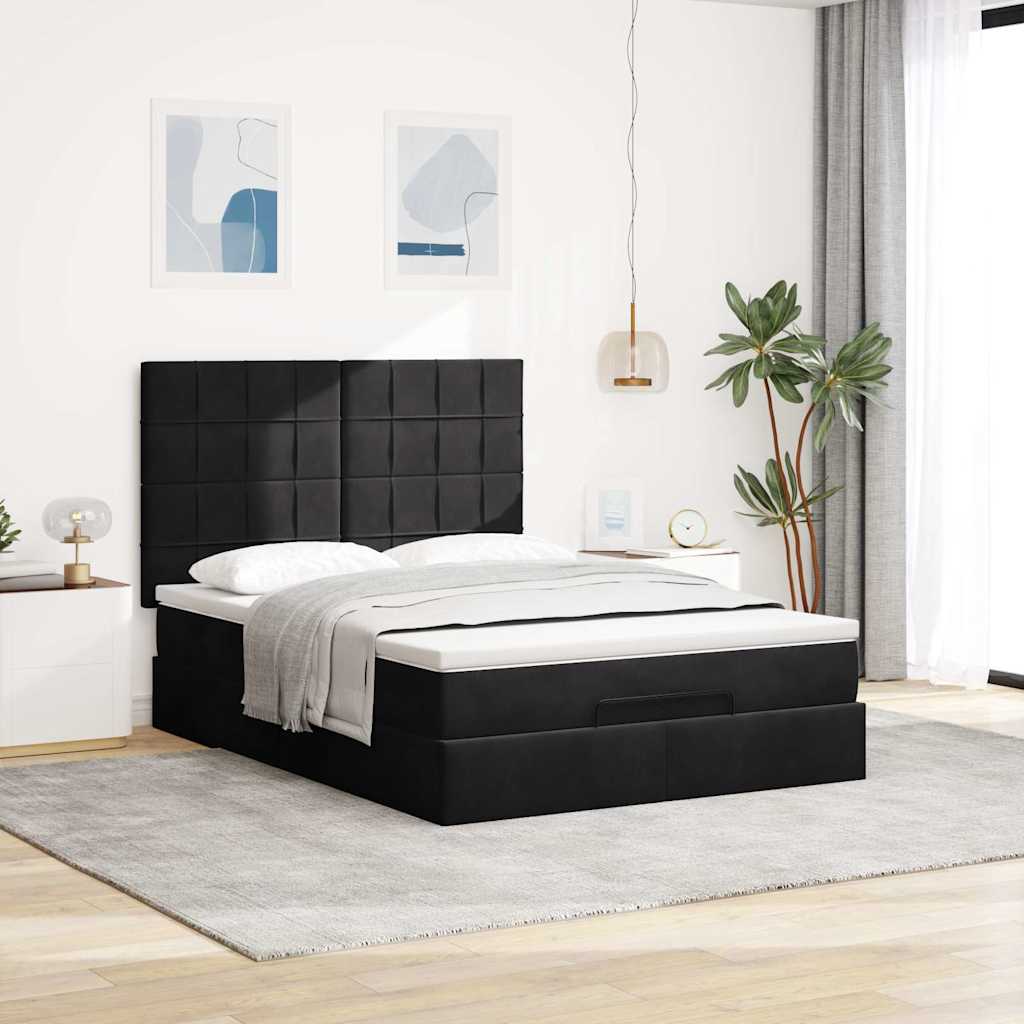 osmannisk sengeramme med madrasser 140x190 cm fløjl sort