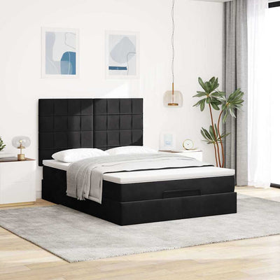 osmannisk sengeramme med madrasser 140x190 cm fløjl sort