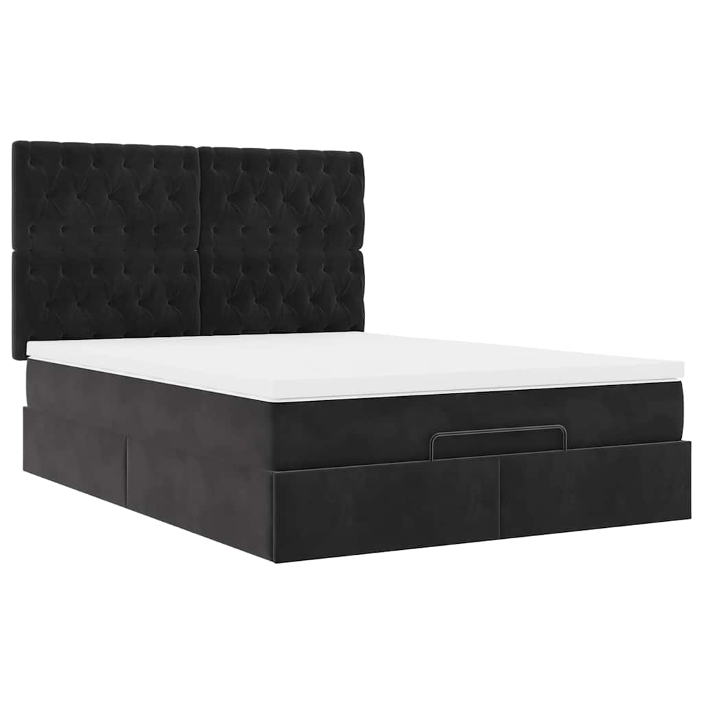 osmannisk sengeramme med madrasser 140x190 cm fløjl sort