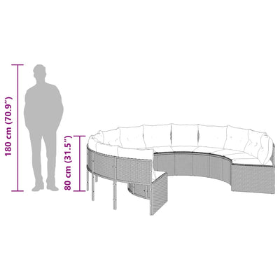 havesofa med hynder rund polyrattan sort