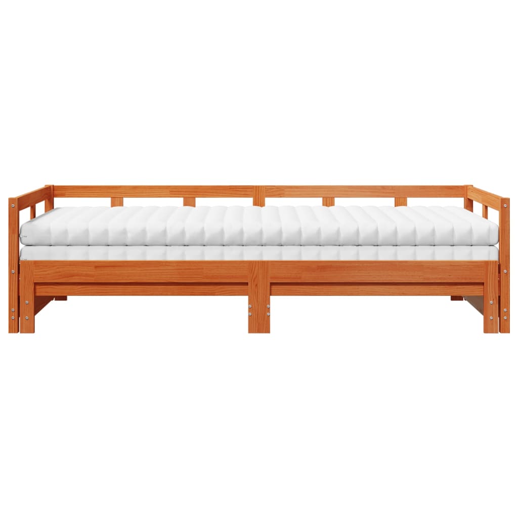daybed m. udtræk madrasser 90x190cm massivt fyrretræ gyldenbrun