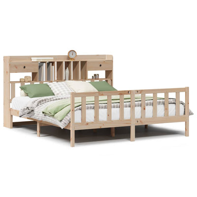 seng med reol uden madras 200x200 cm massivt fyrretræ