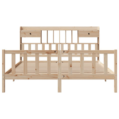 seng med reol uden madras 200x200 cm massivt fyrretræ