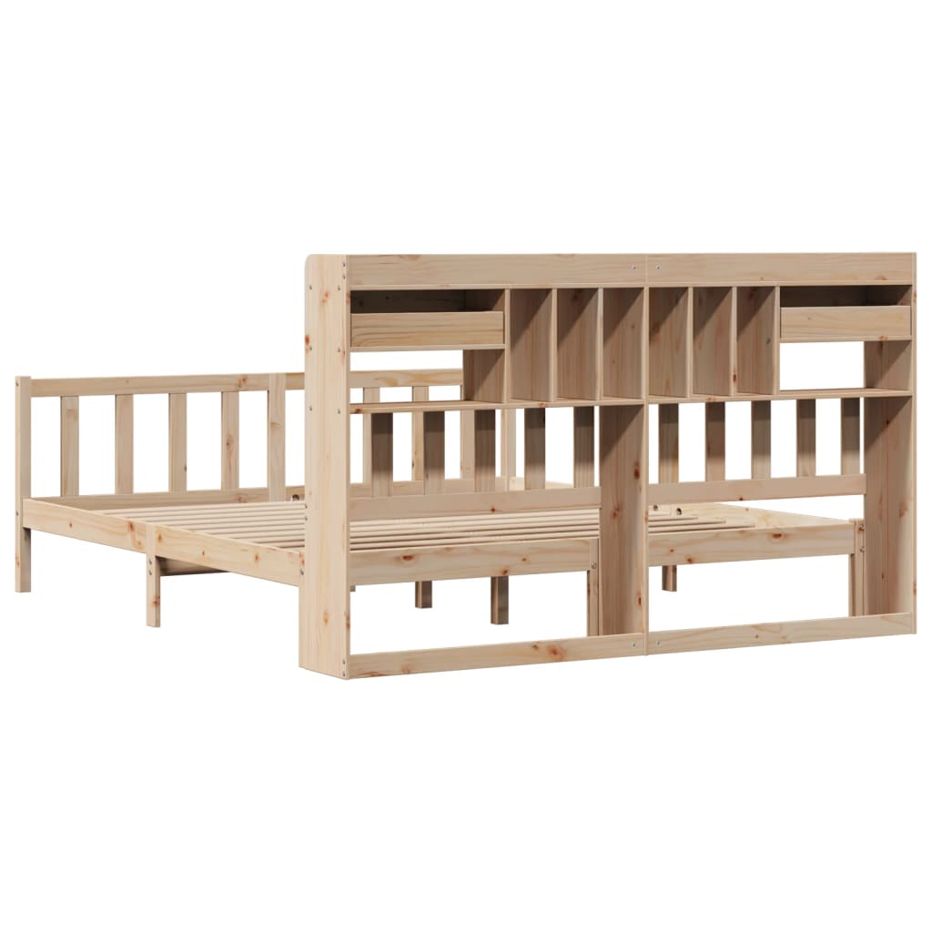 seng med reol uden madras 200x200 cm massivt fyrretræ