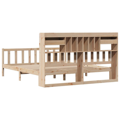 seng med reol uden madras 200x200 cm massivt fyrretræ
