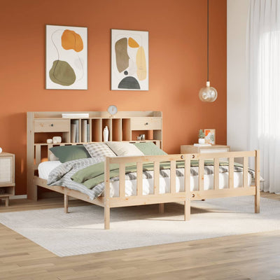 seng med reol uden madras 200x200 cm massivt fyrretræ