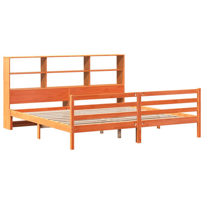 seng med reol uden madras 200x200 cm massivt træ gyldenbrun