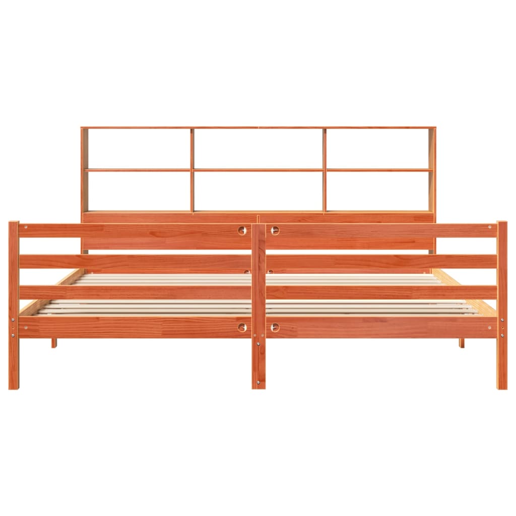seng med reol uden madras 200x200 cm massivt træ gyldenbrun