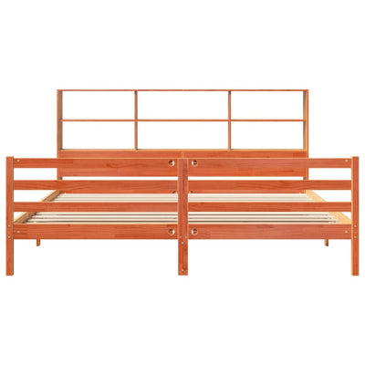 seng med reol uden madras 200x200 cm massivt træ gyldenbrun