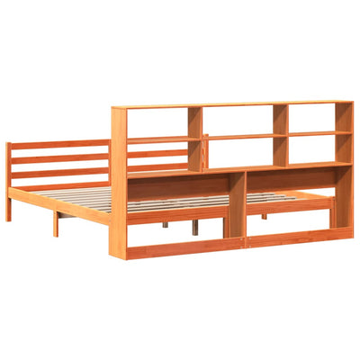 seng med reol uden madras 200x200 cm massivt træ gyldenbrun