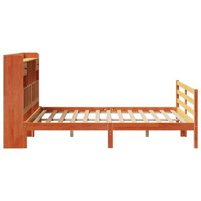 seng med reol uden madras 140x200cm massivt fyrretræ gyldenbrun