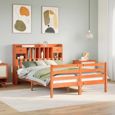 seng med reol uden madras 140x200cm massivt fyrretræ gyldenbrun