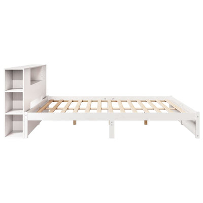 seng med reol uden madras 200x200 cm massivt fyrretræ hvid