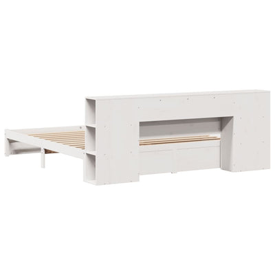 seng med reol uden madras 200x200 cm massivt fyrretræ hvid