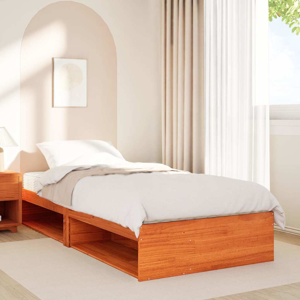 daybed med madras 90x190 cm massivt fyrretræ gyldenbrun