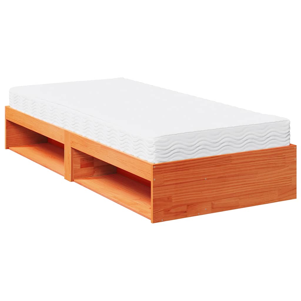 daybed med madras 90x190 cm massivt fyrretræ gyldenbrun