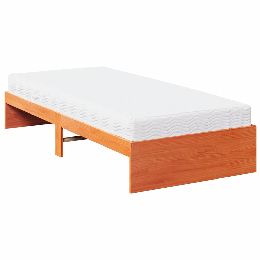 daybed med madras 90x190 cm massivt fyrretræ gyldenbrun