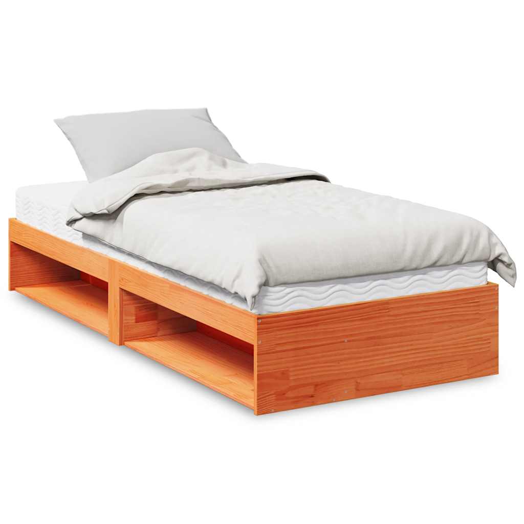 daybed med madras 90x190 cm massivt fyrretræ gyldenbrun