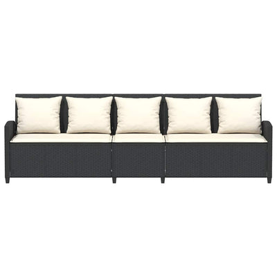 5-personers havesofa med hynder polyrattan sort