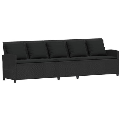 5-personers havesofa med hynder polyrattan sort