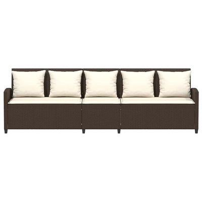 5-personers havesofa med hynder polyrattan brun