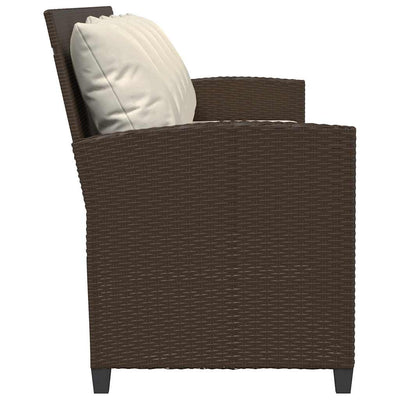 5-personers havesofa med hynder polyrattan brun