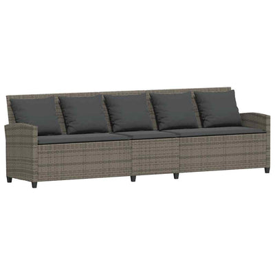 5-personers havesofa med hynder polyrattan grå