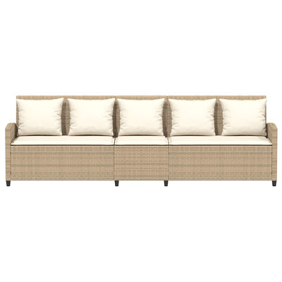 5-personers havesofa med hynder polyrattan beige