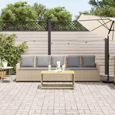 5-personers havesofa med hynder polyrattan beige