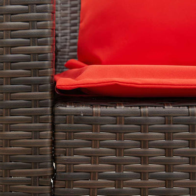 5-personers havesofa med hynder polyrattan brun