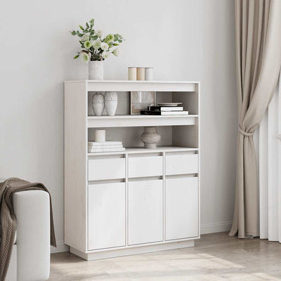 højskab 89x34x116,5 cm massivt fyrretræ hvid
