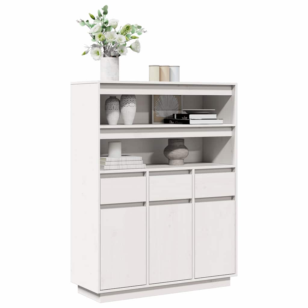 højskab 89x34x116,5 cm massivt fyrretræ hvid