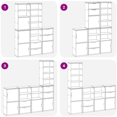 sidekabinetter 5 stk ODDA 40x24x79 cm massivt fyrretræ hvid