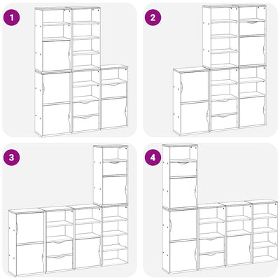 sidekabinetter 5 stk ODDA 40x24x79 cm massivt fyrretræ hvid