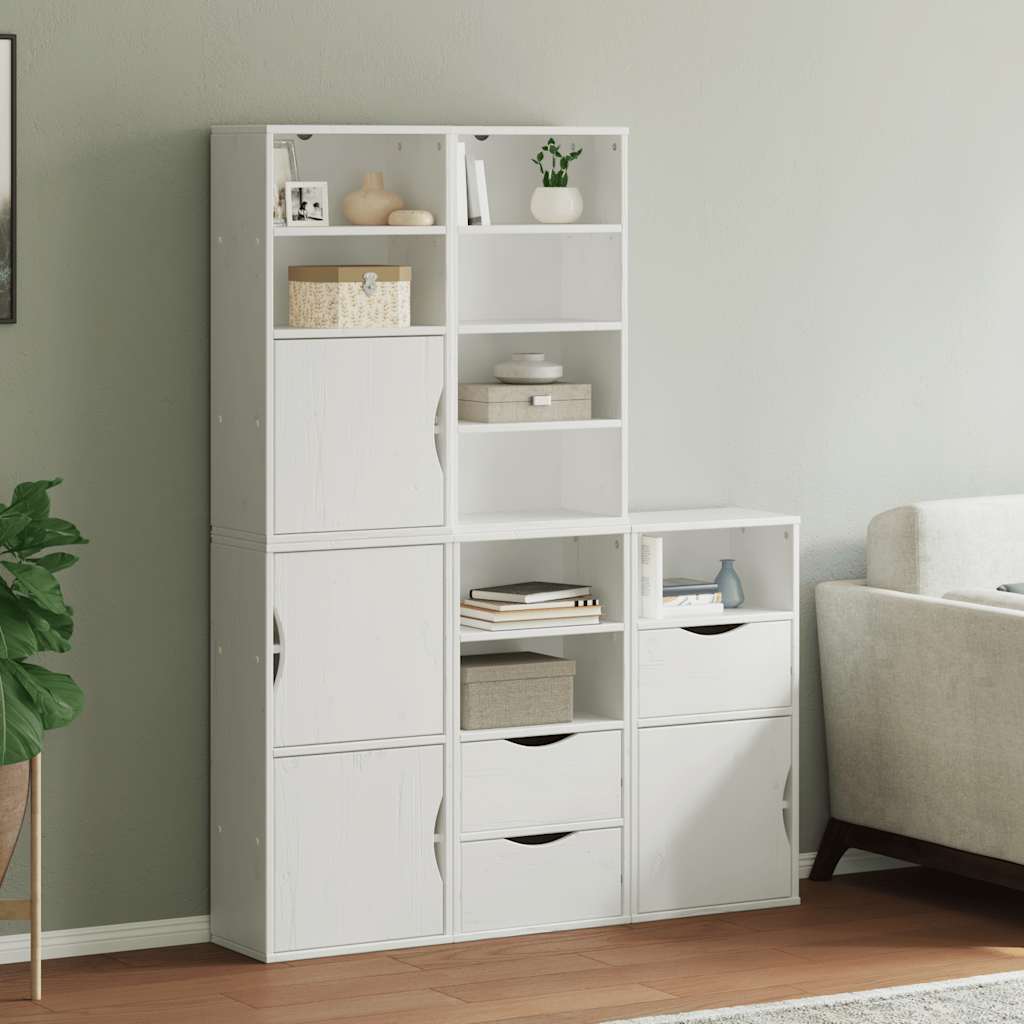 sidekabinetter 5 stk ODDA 40x24x79 cm massivt fyrretræ hvid