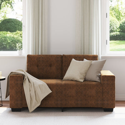 Brun Stof, Træ Medium Holdbar Loveseat Sofa Rektangulær