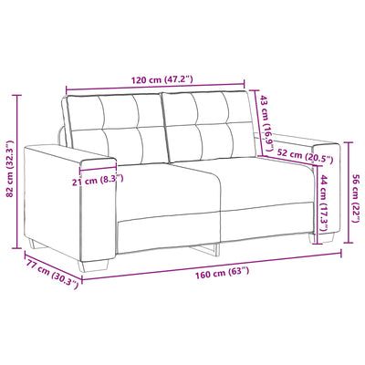 Brun Stof, Træ Medium Holdbar Loveseat Sofa Rektangulær