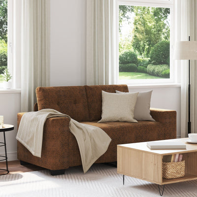 Brun Stof, Træ Medium Holdbar Loveseat Sofa Rektangulær